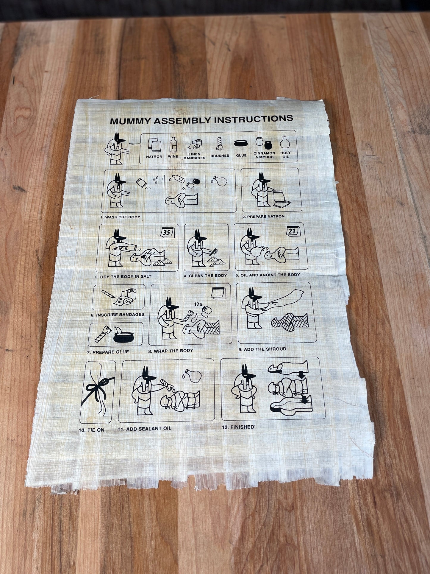 Papyrus Mummy Assembly Instructions Poster
