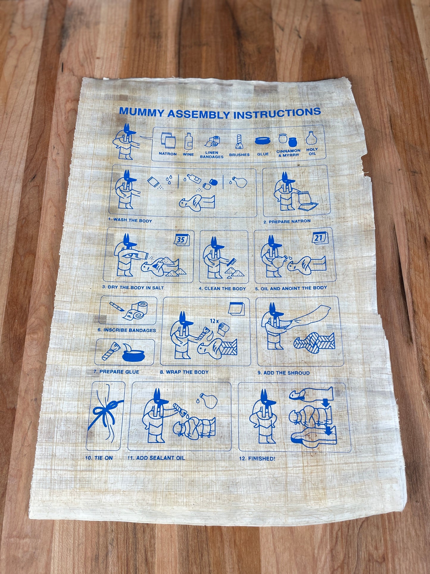 Papyrus Mummy Assembly Instructions Poster